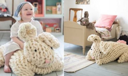 ★ Tutos DIY : Tricoter avec les bras un lapin géant réconfortant ★